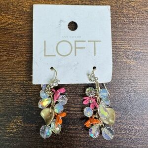 LOFT Vibrant Floral Dangle AB Crystal Cluster Earrings